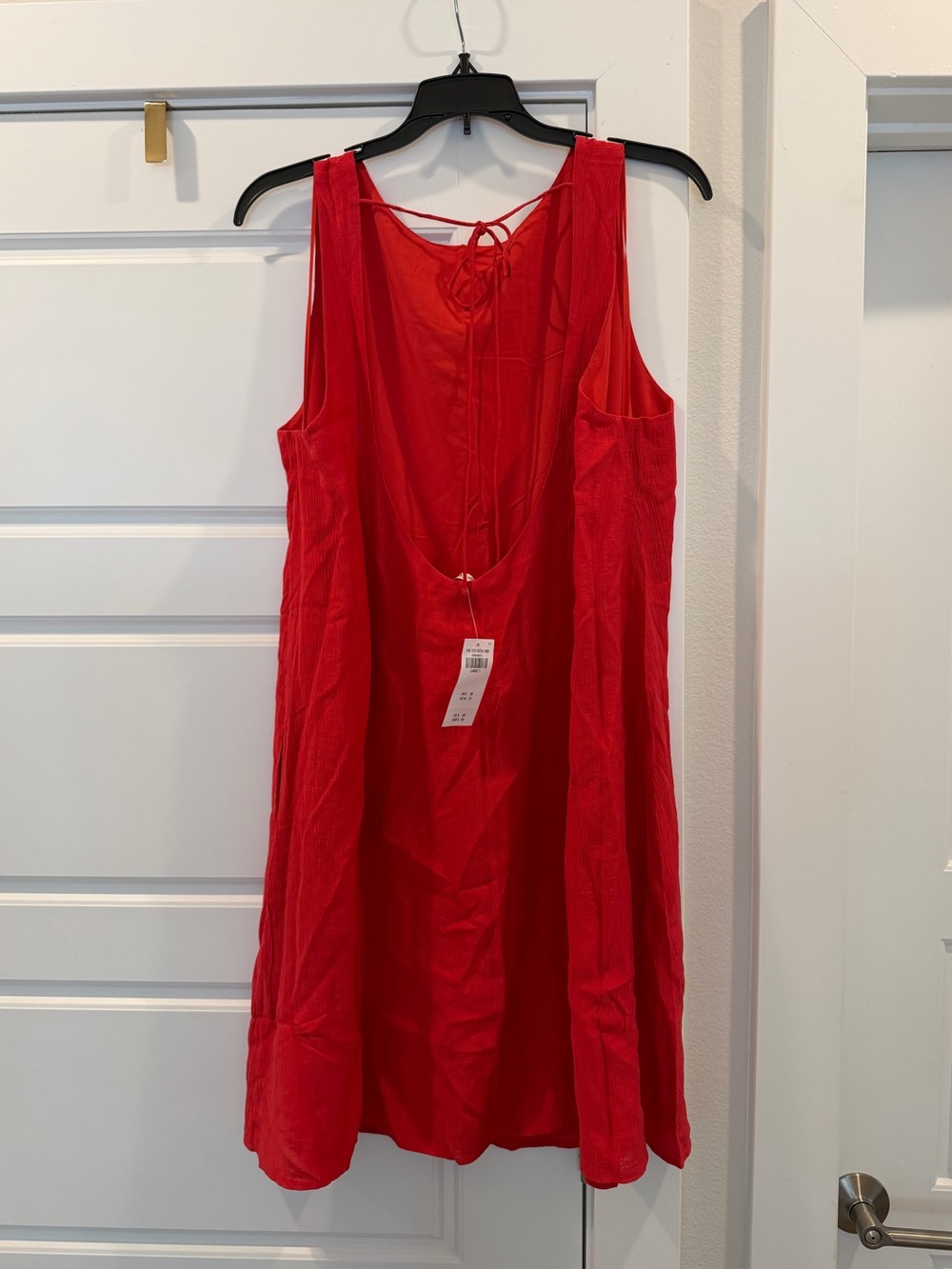 Abercrombie & Fitch NWT Red Linen Blend Open Back Trapeze Mini Dress L Tall - Picture 5 of 5